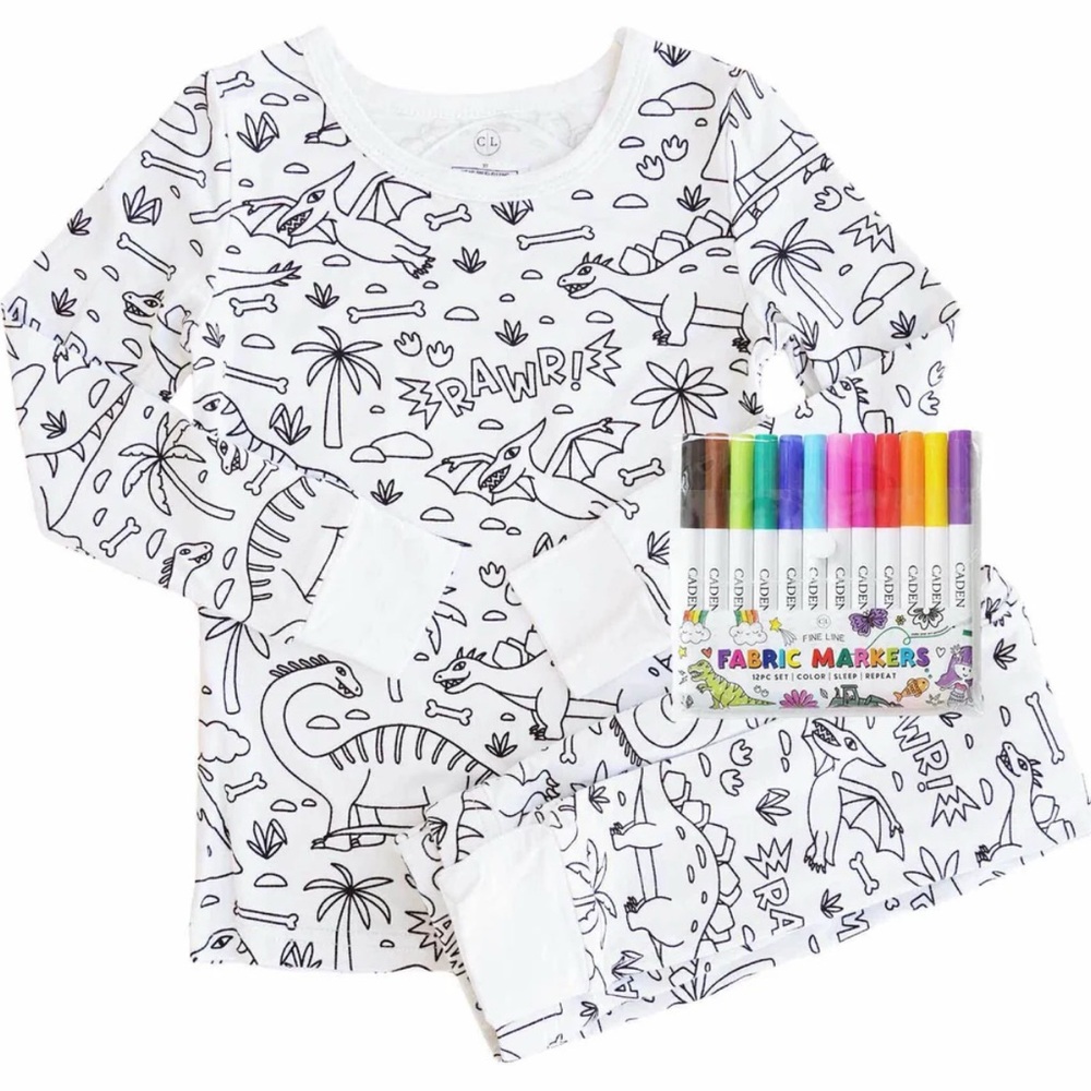 NWT CADEN LANE | Two Piece Colorable Dinosaur Pajamas